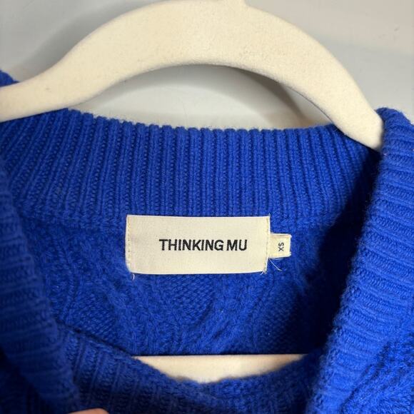 Thinking Mu Carmen Sweater Blue Braided Wool Sweater - Picture 6 of 11